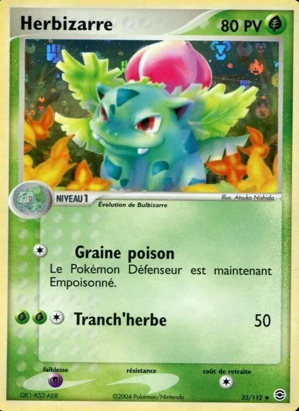 Carte Pokémon Herbizarre 35/112 de l'extension EX Rouge Feu & Vert Feuille