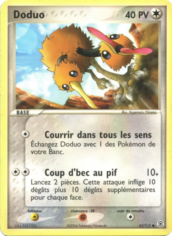 Carte Pokémon Doduo 62/112 de l'extension EX Rouge Feu & Vert Feuille