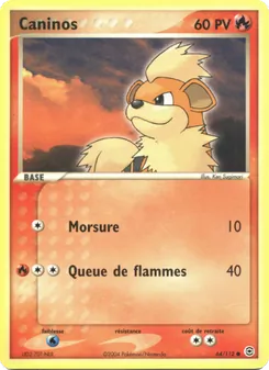 Carte Pokémon Caninos 64 — EX Rouge Feu & Vert Feuille