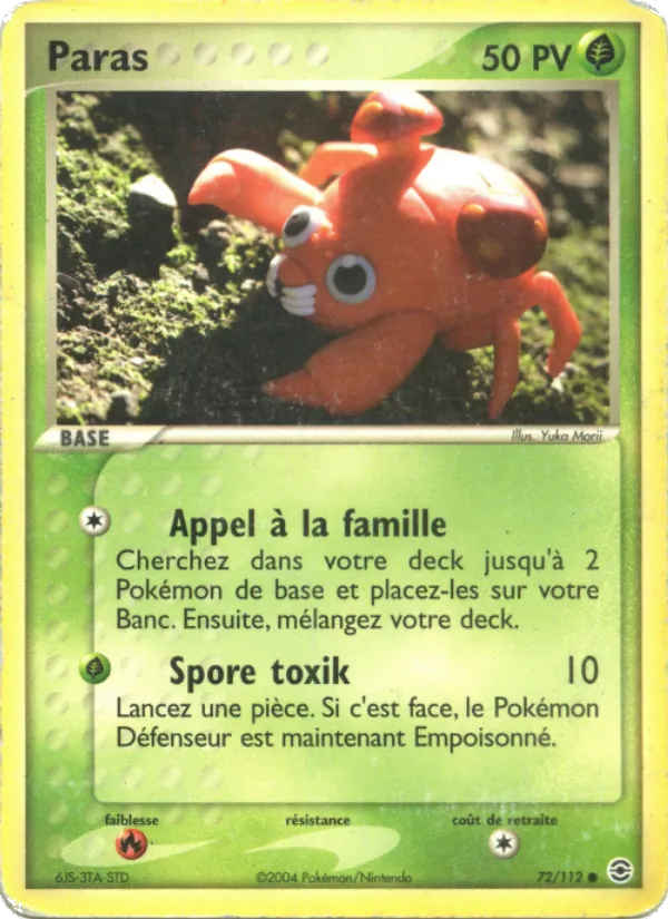 Carte Pokémon Paras 72/112 de l'extension EX Rouge Feu & Vert Feuille
