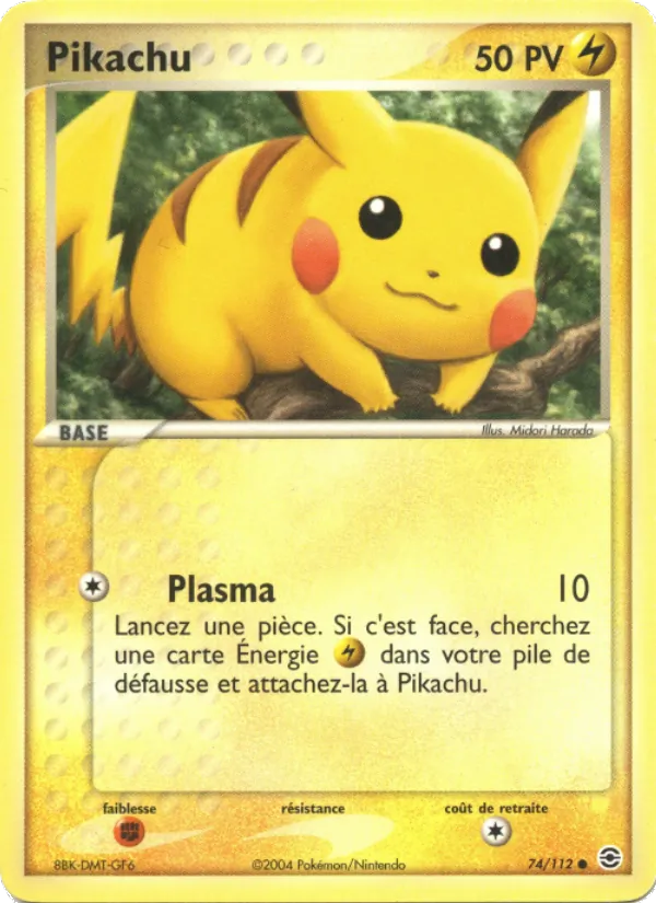 Carte Pokémon Pikachu 74/112 de l'extension EX Rouge Feu & Vert Feuille