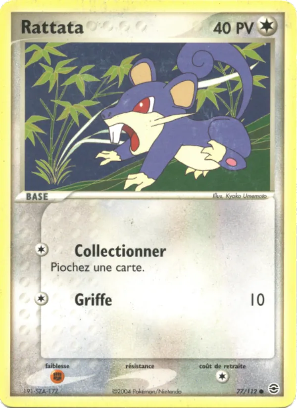 Carte Pokémon Rattata 77/112 de l'extension EX Rouge Feu & Vert Feuille