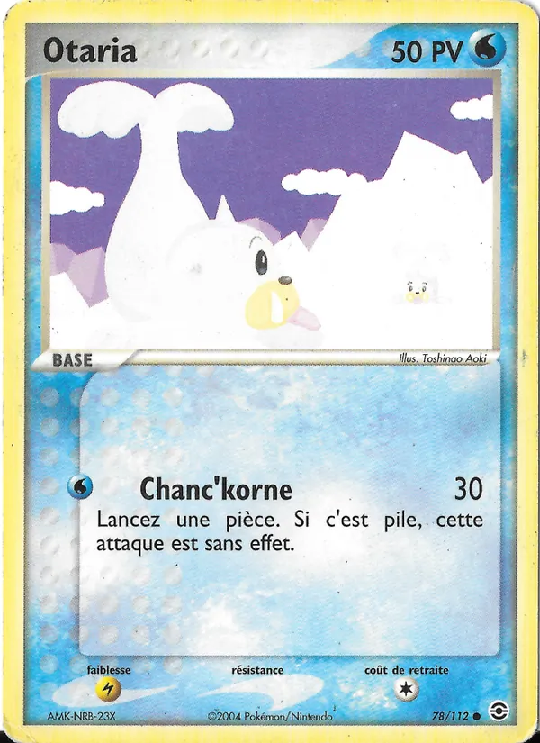 Carte Pokémon Otaria 78/112 de l'extension EX Rouge Feu & Vert Feuille