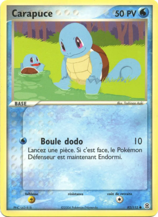 Carte Pokémon Carapuce 82/112 de l'extension EX Rouge Feu & Vert Feuille