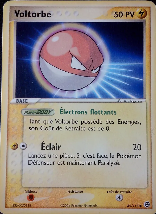 Carte Pokémon Voltorbe 85/112 de l'extension EX Rouge Feu & Vert Feuille