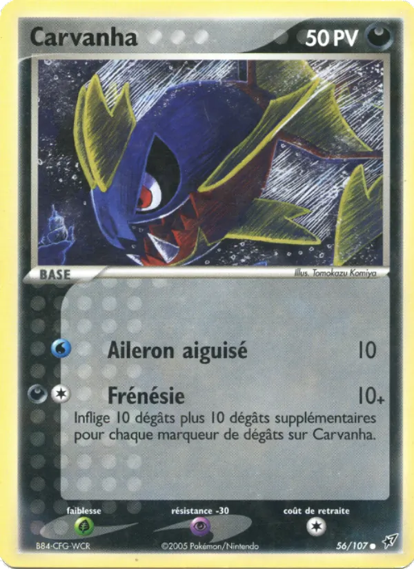 Carte Pokémon Carvanha 56/107 de l'extension EX Deoxys