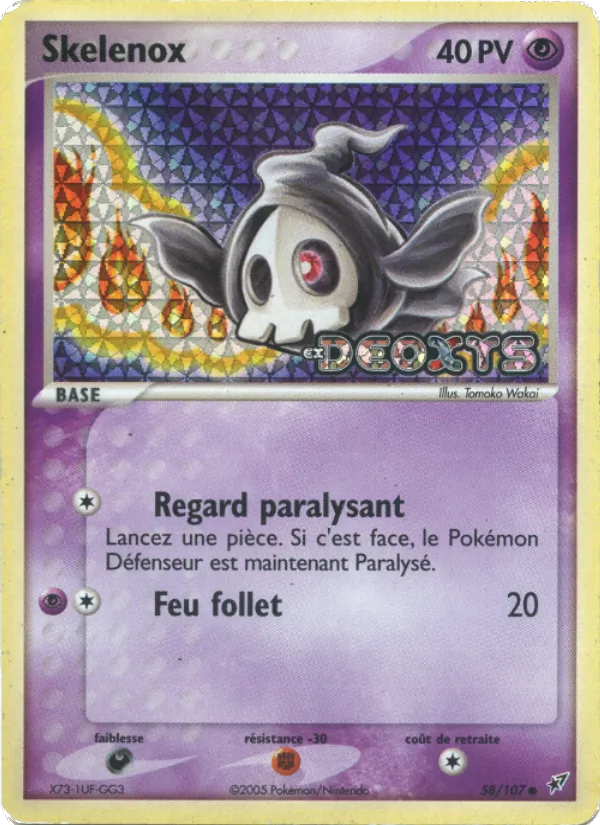 Carte Pokémon Skelénox 58/107 de l'extension EX Deoxys