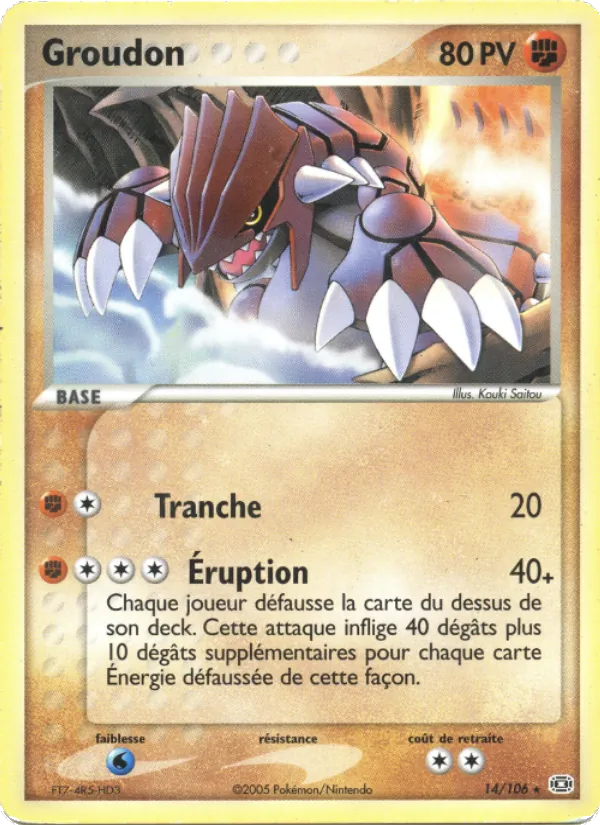 Carte Pokémon Groudon 14/106 de l'extension EX Émeraude