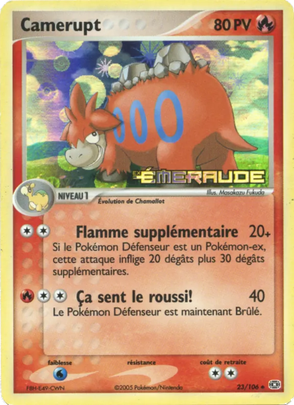 Carte Pokémon Camérupt 23/106 de l'extension EX Émeraude