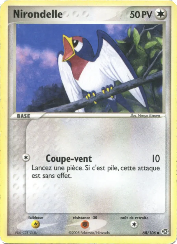 Carte Pokémon Nirondelle 68/106 de l'extension EX Émeraude