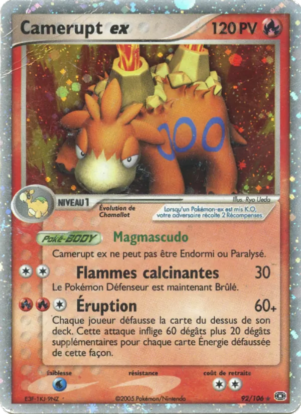 Carte Pokémon Camerupt ex 92/106 de l'extension EX Émeraude