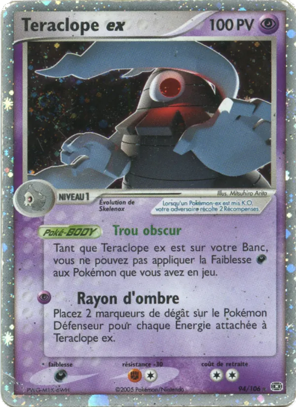 Carte Pokémon Teraclope ex 94/106 de l'extension EX Émeraude