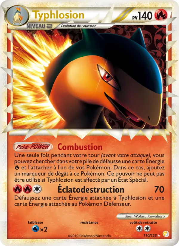 Carte Pokémon Typhlosion 110/123 de l'extension HeartGold SoulSilver
