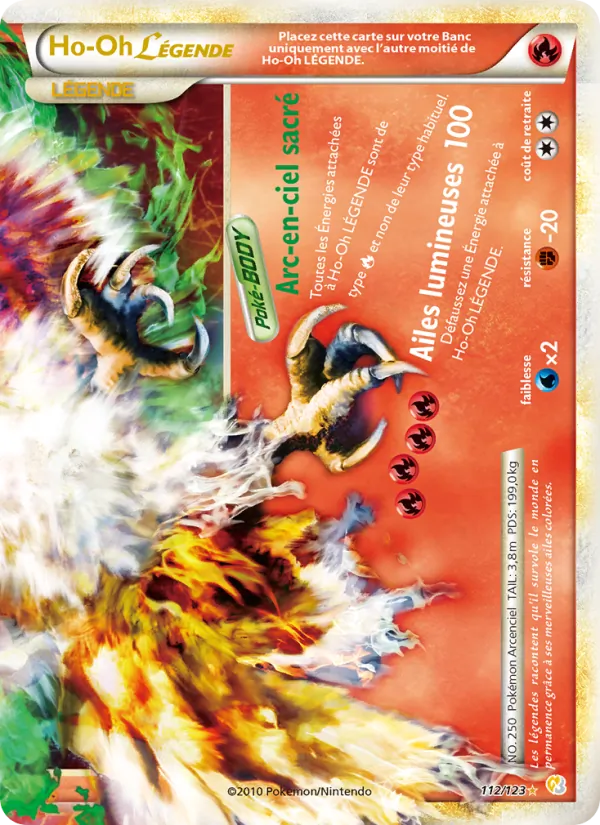 Carte Pokémon Ho-Oh LÉGENDAIRE 112/123 de l'extension HeartGold SoulSilver