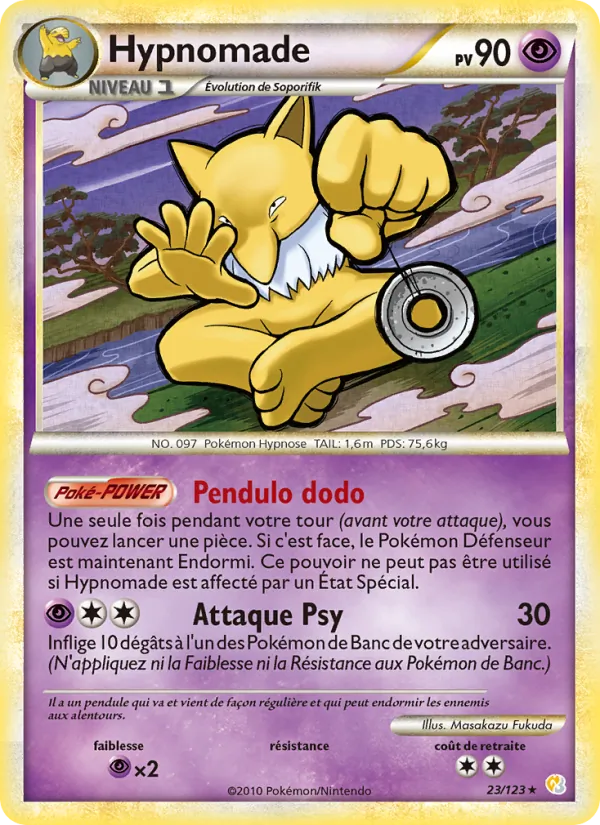 Carte Pokémon Hypnomade 23/123 de l'extension HeartGold SoulSilver