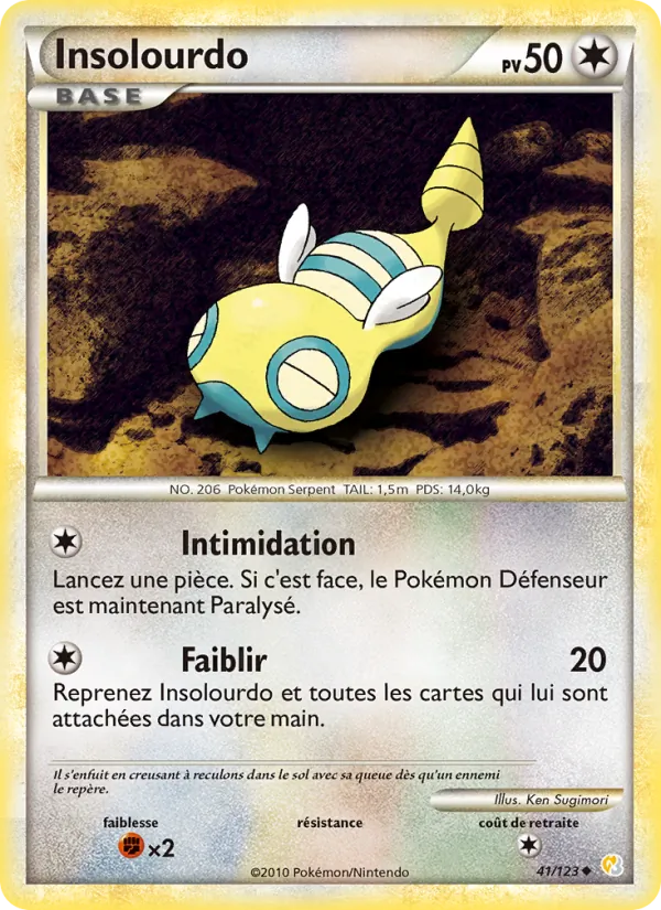 Carte Pokémon Insolourdo 41/123 de l'extension HeartGold SoulSilver