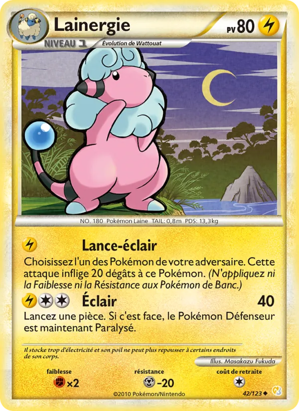 Carte Pokémon Lainergie 42/123 de l'extension HeartGold SoulSilver