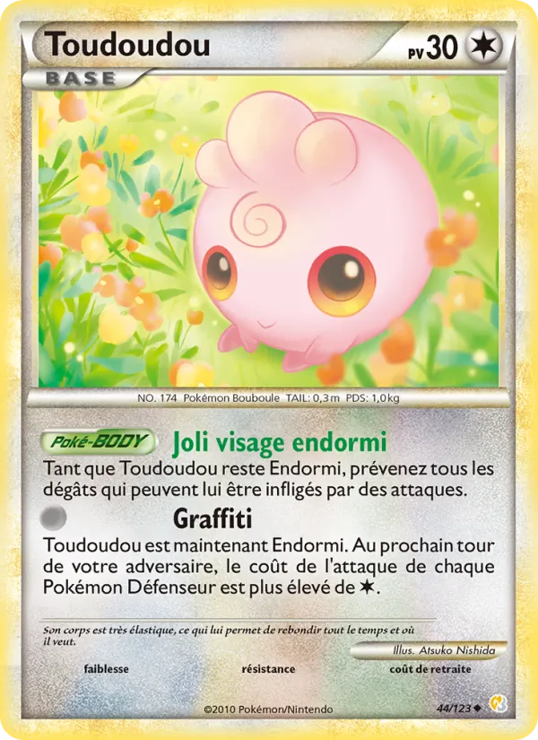 Carte Pokémon Toudoudou 44/123 de l'extension HeartGold SoulSilver