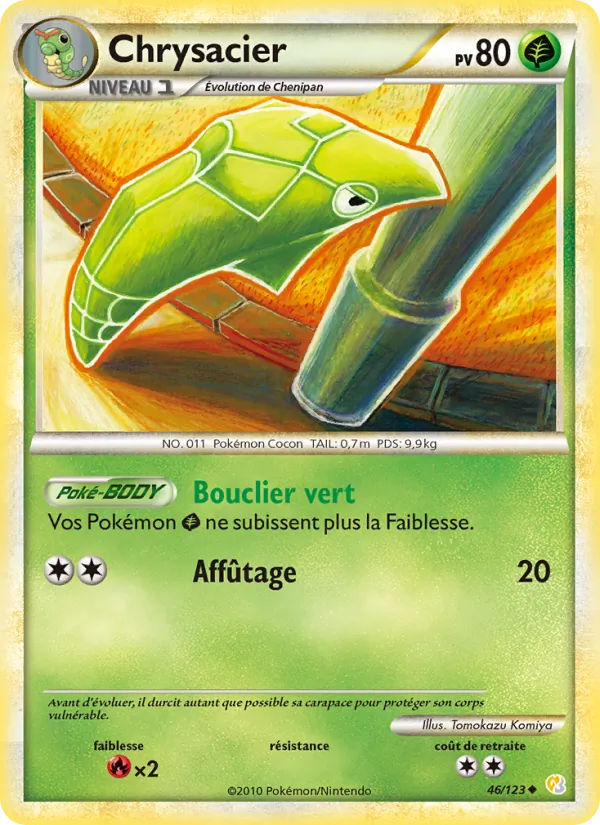 Carte Pokémon Chrysacier 46/123 de l'extension HeartGold SoulSilver