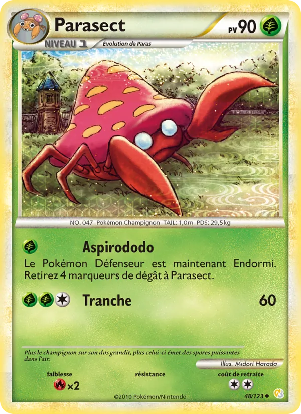 Carte Pokémon Parasect 48/123 de l'extension HeartGold SoulSilver
