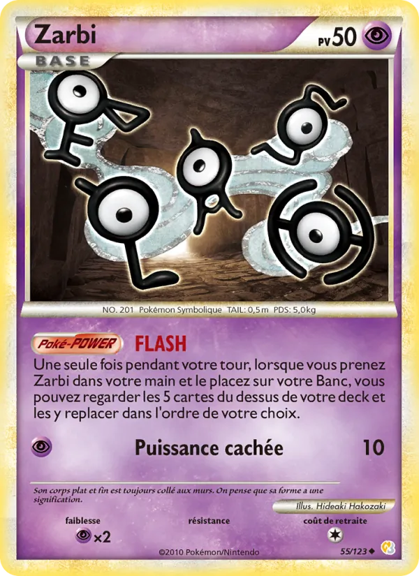 Carte Pokémon Zarbi 55/123 de l'extension HeartGold SoulSilver