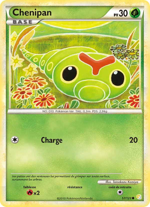 Carte Pokémon Chenipan 57/123 de l'extension HeartGold SoulSilver