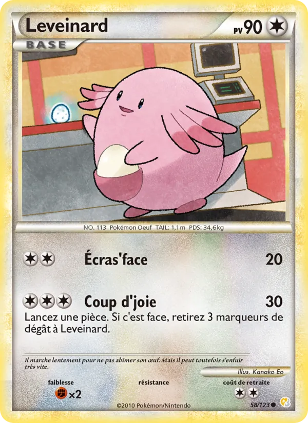 Carte Pokémon Leveinard 58/123 de l'extension HeartGold SoulSilver