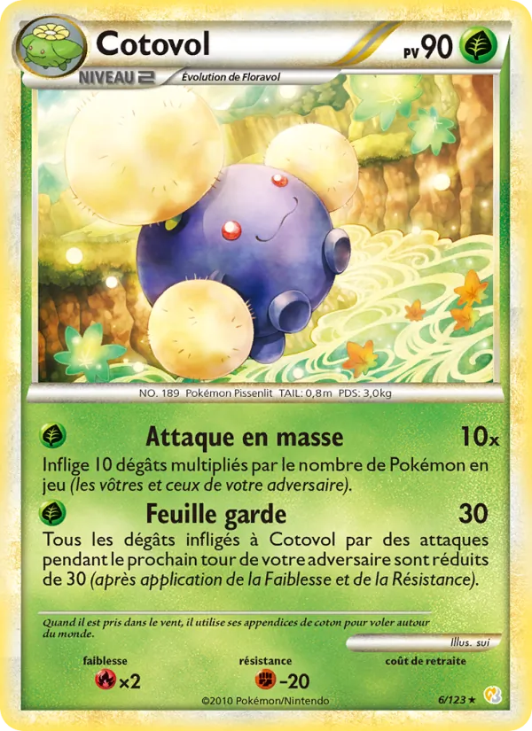 Carte Pokémon Cotovol 6/123 de l'extension HeartGold SoulSilver