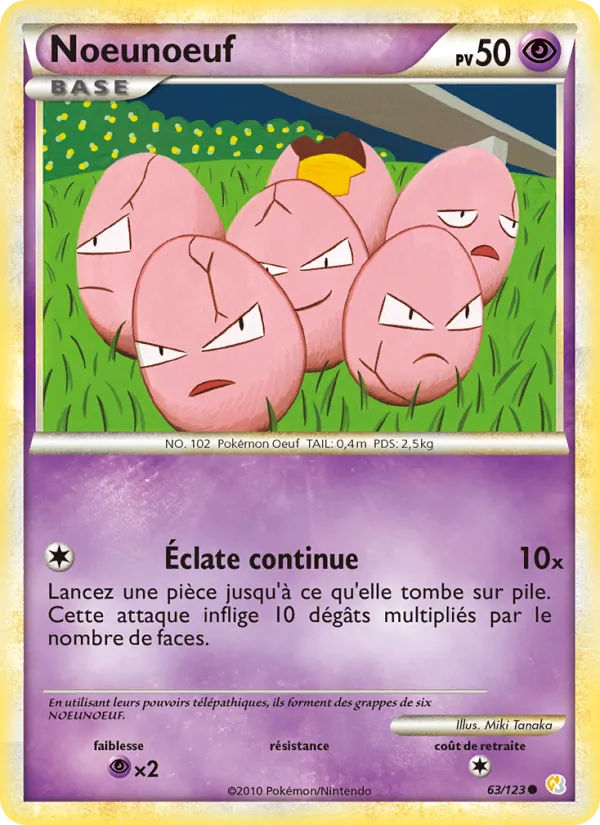 Carte Pokémon Noeunoeuf 63/123 de l'extension HeartGold SoulSilver