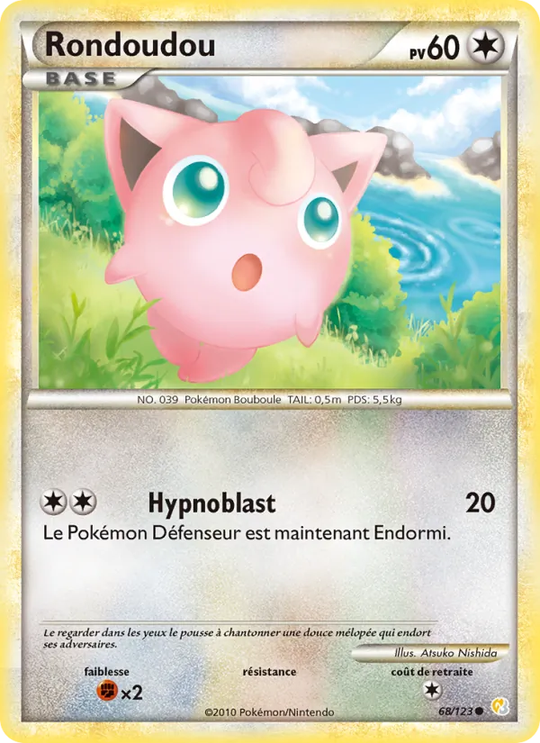Carte Pokémon Rondoudou 68/123 de l'extension HeartGold SoulSilver