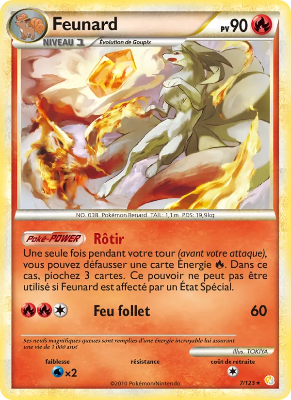 Carte Pokémon Feunard 7/123 de l'extension HeartGold SoulSilver