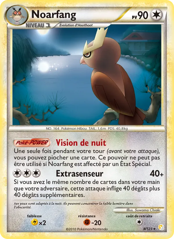 Carte Pokémon Noarfang 8/123 de l'extension HeartGold SoulSilver