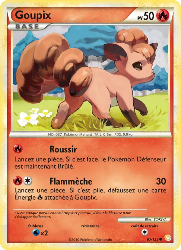 Carte Pokémon Goupix 87/123 de l'extension HeartGold SoulSilver