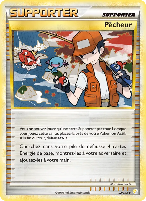 Carte Pokémon Pêcheur 92/123 de l'extension HeartGold SoulSilver