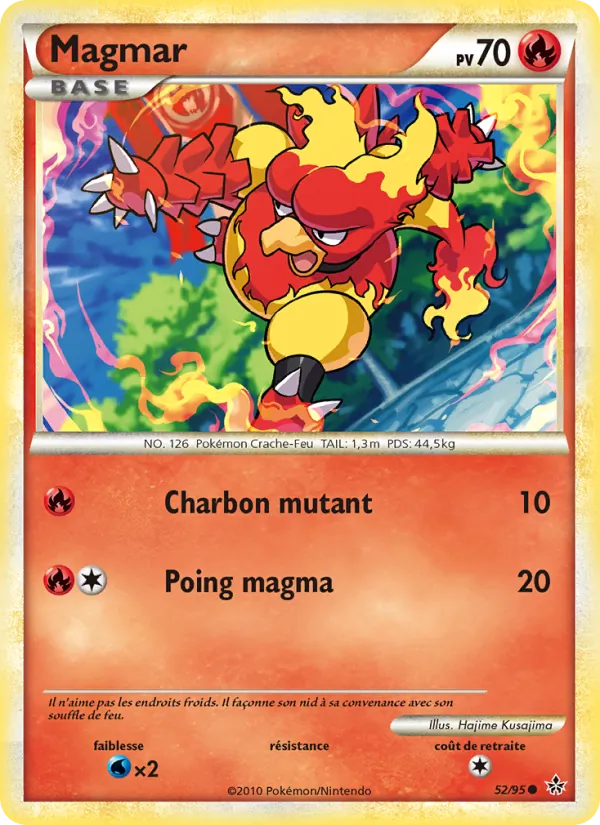 Carte Pokémon Magmar 52/95 de l'extension Déchaînement