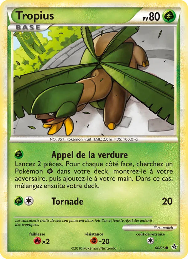 Carte Pokémon Tropius 66/95 de l'extension Déchaînement