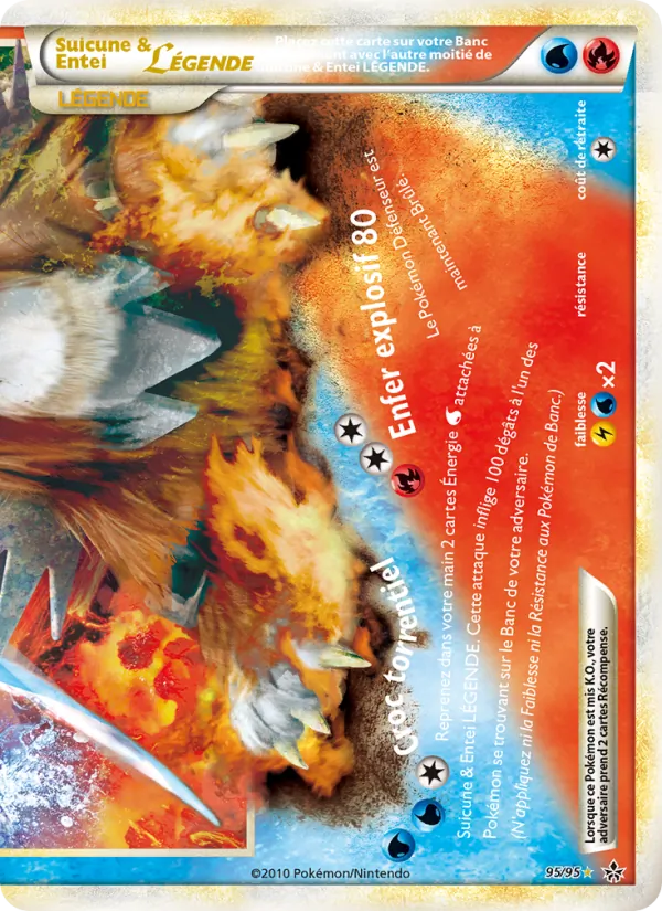 Carte Pokémon Suicune & Entei LÉGENDE (bas) 95/95 de l'extension Déchaînement