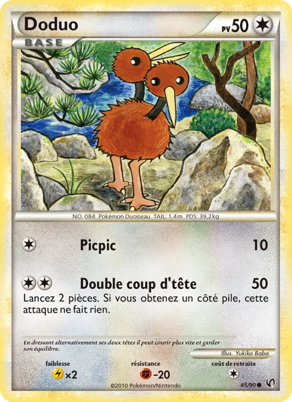 Carte Pokémon Doduo 45/90 de l'extension Indomptable