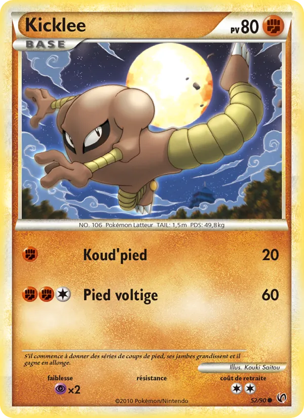 Carte Pokémon Kicklee 52/90 de l'extension Indomptable