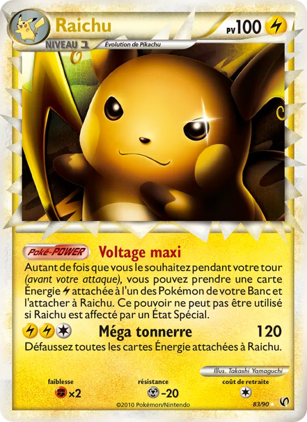Carte Pokémon Raichu 83/90 de l'extension Indomptable