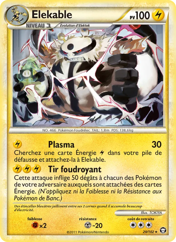 Carte Pokémon Elekable 20/102 de l'extension Triomphant