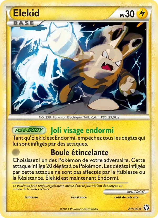 Carte Pokémon Elekid 21/102 de l'extension Triomphant
