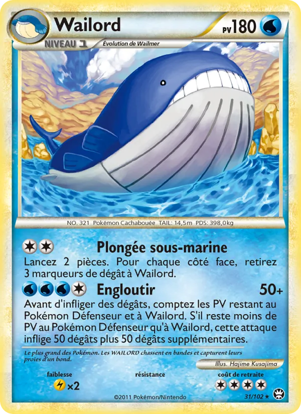 Carte Pokémon Wailord 31/102 de l'extension Triomphant