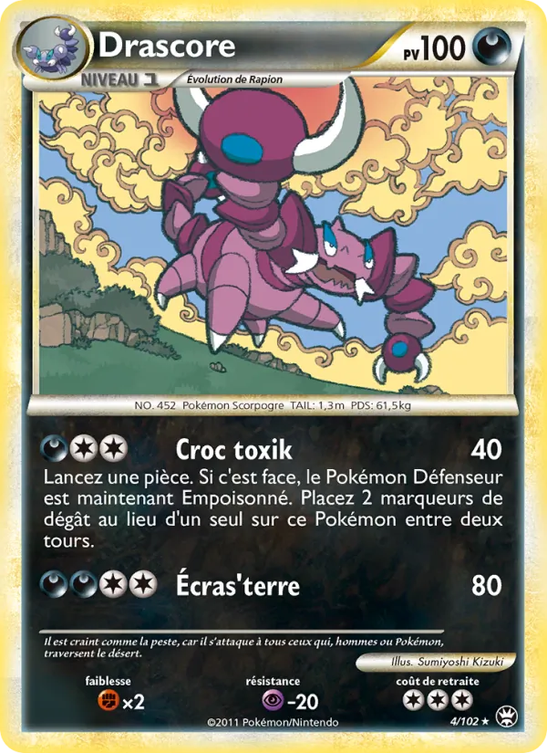 Carte Pokémon Drascore 4/102 de l'extension Triomphant