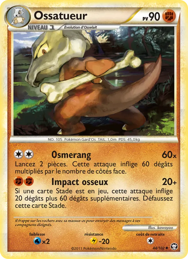 Carte Pokémon Ossatueur 44/102 de l'extension Triomphant