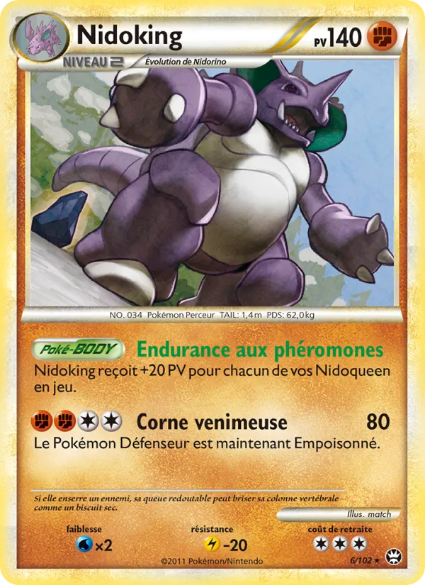 Carte Pokémon Nidoking 6/102 de l'extension Triomphant