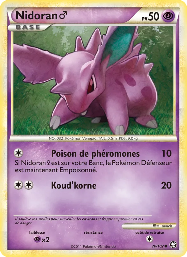 Carte Pokémon Nidoran♂ 70/102 de l'extension Triomphant