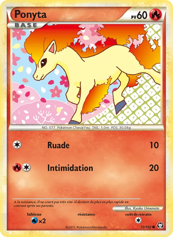 Carte Pokémon Ponyta 72/102 de l'extension Triomphant