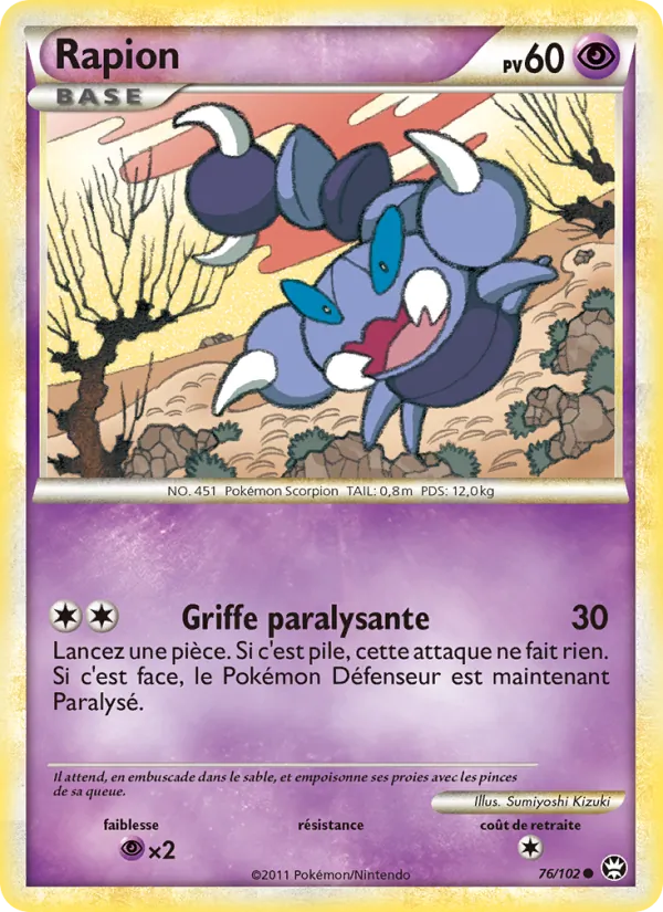 Carte Pokémon Rapion 76/102 de l'extension Triomphant