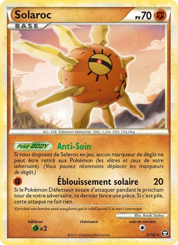 Carte Pokémon Solaroc 9/102 de l'extension Triomphant